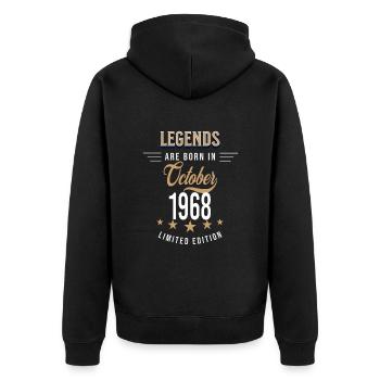 Les légendes naissent en octobre 1968 - Veste à capuche bio Premium Unisexe - noir - Dos - Nico (187cm)