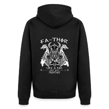 Men's Vathor - Father's Day Father's Day Gift Viking - Unisex Premium Organic Zip Hoodie - black - Back - Nico (187cm)