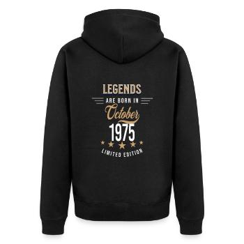 Legends are born in October 1975 - Unisex Premium Organic Zip Hoodie - black - Back - Nico (187cm)