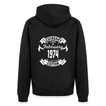 Legendary since february 1974 - Unisex Premium Organic Zip Hoodie - black - Back - Nico (187cm)