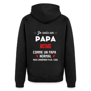 Je suis un PAPA MOTARD - Veste à capuche bio Premium Unisexe - noir - Dos - Nico (187cm)