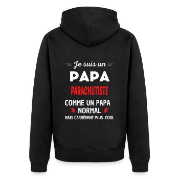 Je suis un PAPA PARACHUTISTE - Veste à capuche bio Premium Unisexe - noir - Dos - Nico (187cm)