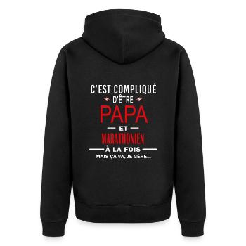 papa Et MARATHONIEN cadeau citation - Veste à capuche bio Premium Unisexe - noir - Dos - Nico (187cm)