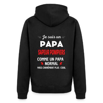 Je suis un PAPA SAPEUR POMPIERS - Veste à capuche bio Premium Unisexe - noir - Dos - Nico (187cm)