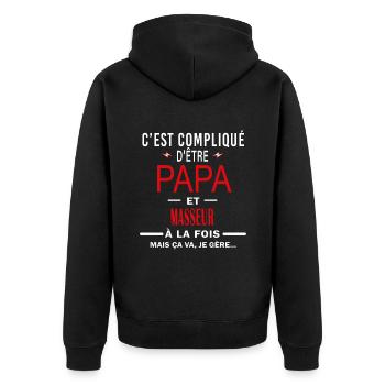 papa Et MASSEUR cadeau citation - Veste à capuche bio Premium Unisexe - noir - Dos - Nico (187cm)