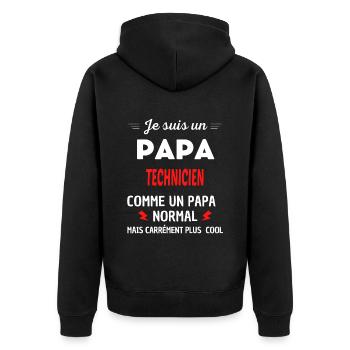 Je suis un PAPA TECHNICIEN - Veste à capuche bio Premium Unisexe - noir - Dos - Nico (187cm)