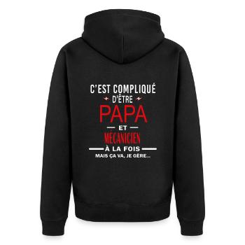 papa Et MÉCANICIEN cadeau citation - Veste à capuche bio Premium Unisexe - noir - Dos - Nico (187cm)