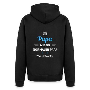 wie ein normaler Papa nur viel cooler Koch - Unisex Premium Bio Zip Hoodie - Schwarz - Hinten - Nico (187cm)
