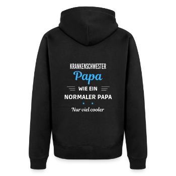 normaler Papa nur viel cooler Krankenschwester - Unisex Premium Bio Zip Hoodie - Schwarz - Hinten - Nico (187cm)