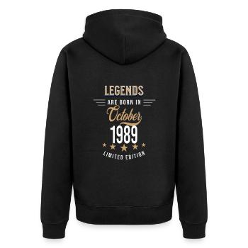 Legenden werden im Oktober 1989 geboren - Unisex Premium Bio Zip Hoodie - Schwarz - Hinten - Nico (187cm)