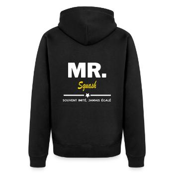 MR. souvent imité, jamais égalé Squash - Veste à capuche bio Premium Unisexe - noir - Dos - Nico (187cm)