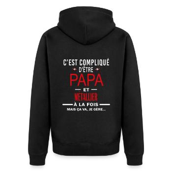 papa Et MÉTALLIER cadeau citation - Veste à capuche bio Premium Unisexe - noir - Dos - Nico (187cm)