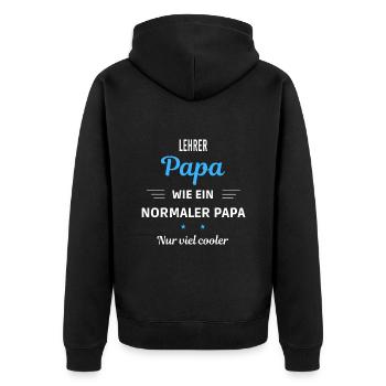 wie ein normaler Papa nur viel cooler Lehrer - Unisex Premium Bio Zip Hoodie - Schwarz - Hinten - Nico (187cm)