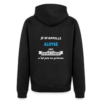 Je m'appelle excellence Aloyse - Veste à capuche bio Premium Unisexe - noir - Dos - Nico (187cm)