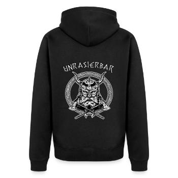 Bartträger Bart Wikinger Lustig Spruch Unrasierbar - Unisex Premium Bio Zip Hoodie - Schwarz - Hinten - Nico (187cm)