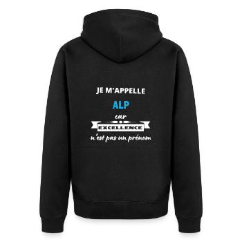 Je m'appelle excellence Alp - Veste à capuche bio Premium Unisexe - noir - Dos - Nico (187cm)
