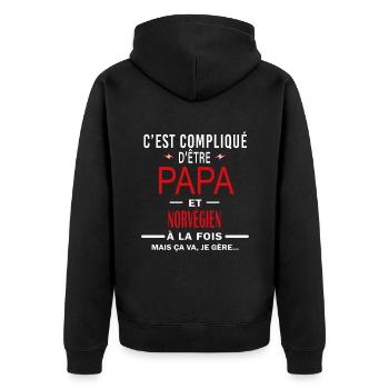 papa Et NORVÈGIEN cadeau citation - Veste à capuche bio Premium Unisexe - noir - Dos - Nico (187cm)
