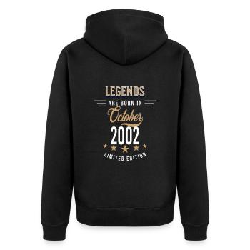 Les légendes sont nées en octobre 2002 - Veste à capuche bio Premium Unisexe - noir - Dos - Nico (187cm)