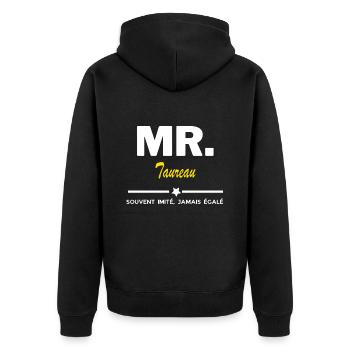 MR. souvent imité, jamais égalé Taureau - Veste à capuche bio Premium Unisexe - noir - Dos - Nico (187cm)
