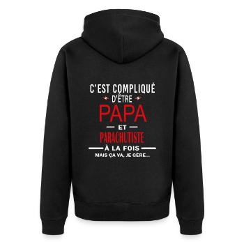 papa Et PARACHUTISTE cadeau citation - Veste à capuche bio Premium Unisexe - noir - Dos - Nico (187cm)