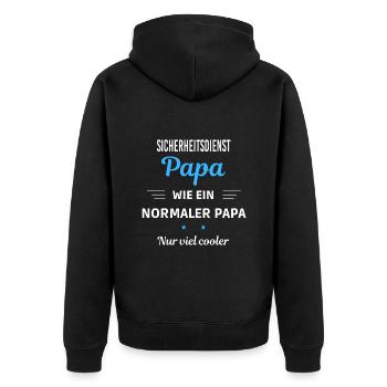 normaler Papa nur viel cooler Sicherheitsdienst - Unisex Premium Bio Zip Hoodie - Schwarz - Hinten - Nico (187cm)