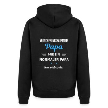wie ein normaler Papa nur viel cooler - Unisex Premium Bio Zip Hoodie - Schwarz - Hinten - Nico (187cm)