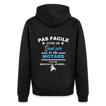 pas facile d'être motard et Grand-père - Veste à capuche bio Premium Unisexe - noir - Dos - Nico (187cm)