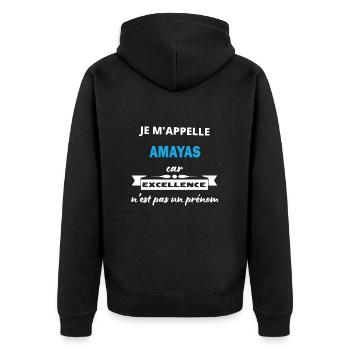 Je m'appelle excellence Amayas - Veste à capuche bio Premium Unisexe - noir - Dos - Nico (187cm)