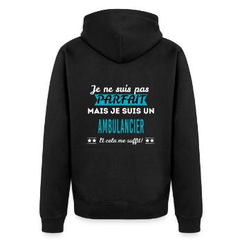 Je ne suis pas parfait AMBULANCIER - Veste à capuche bio Premium Unisexe - noir - Dos - Nico (187cm)