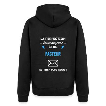 La perfection est ennuyeuse cool facteur - Veste à capuche bio Premium Unisexe - noir - Dos - Nico (187cm)