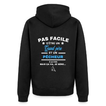 pas facile d'être pêcheur et Grand-père - Veste à capuche bio Premium Unisexe - noir - Dos - Nico (187cm)