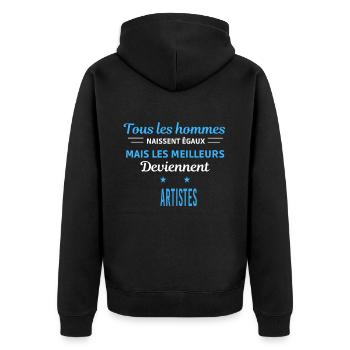tous les hommes naissent égaux Artistes - Veste à capuche bio Premium Unisexe - noir - Dos - Nico (187cm)