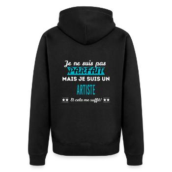 Je ne suis pas parfait ARTISTE - Veste à capuche bio Premium Unisexe - noir - Dos - Nico (187cm)