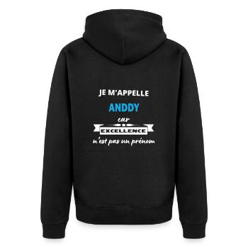Je m'appelle excellence Anddy - Veste à capuche bio Premium Unisexe - noir - Dos - Nico (187cm)