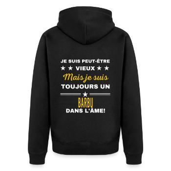 Je suis peut-être vieux BARBU - Veste à capuche bio Premium Unisexe - noir - Dos - Nico (187cm)