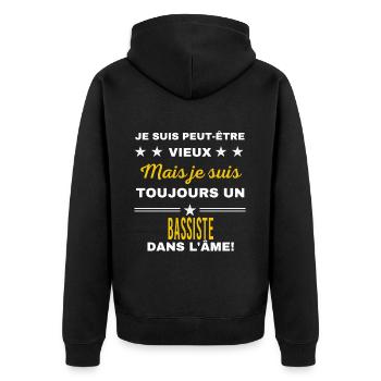 Je suis peut-être vieux BASSISTE - Veste à capuche bio Premium Unisexe - noir - Dos - Nico (187cm)