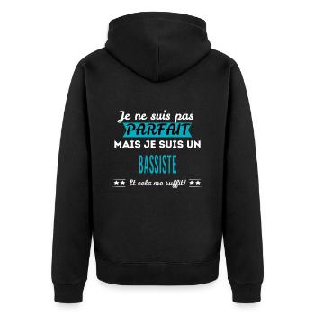 Je ne suis pas parfait BASSISTE - Veste à capuche bio Premium Unisexe - noir - Dos - Nico (187cm)