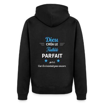 dieu créa parfait humour de bureau Triathlète - Veste à capuche bio Premium Unisexe - noir - Dos - Nico (187cm)