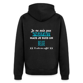 Je ne suis pas parfait BELGE - Veste à capuche bio Premium Unisexe - noir - Dos - Nico (187cm)