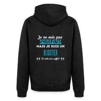 Je ne suis pas parfait BIJOUTIER - Veste à capuche bio Premium Unisexe - noir - Dos - Nico (187cm)