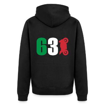 63 Moto Sport automobile Italie - Veste à capuche bio Premium Unisexe - noir - Dos - Nico (187cm)
