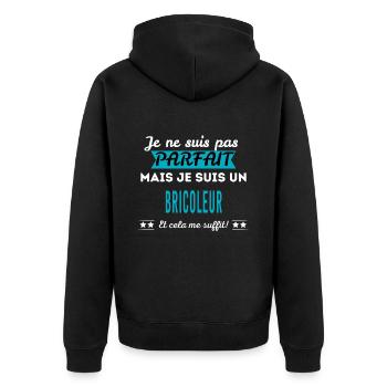 Je ne suis pas parfait BRICOLEUR - Veste à capuche bio Premium Unisexe - noir - Dos - Nico (187cm)