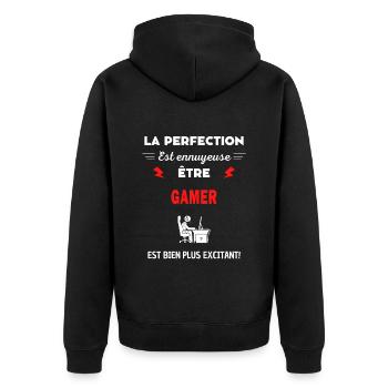 La perfection est ennuyeuse excitant! gamer - Veste à capuche bio Premium Unisexe - noir - Dos - Nico (187cm)
