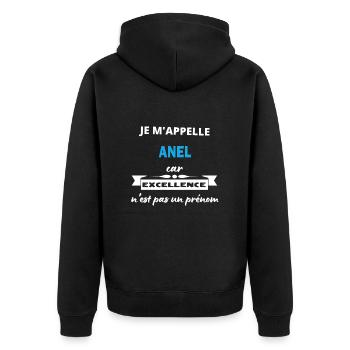 Je m'appelle excellence Anel - Veste à capuche bio Premium Unisexe - noir - Dos - Nico (187cm)