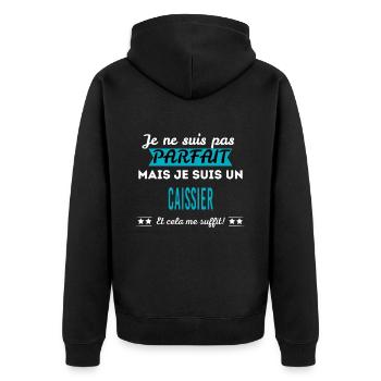 Je ne suis pas parfait CAISSIER - Veste à capuche bio Premium Unisexe - noir - Dos - Nico (187cm)