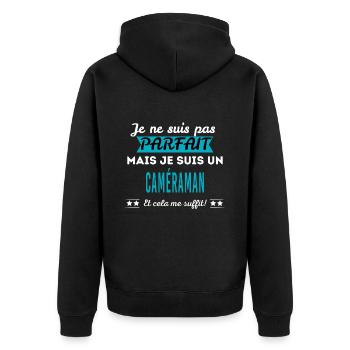 Je ne suis pas parfait CAMÉRAMAN - Veste à capuche bio Premium Unisexe - noir - Dos - Nico (187cm)