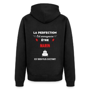 La perfection est ennuyeuse excitant! Marin - Veste à capuche bio Premium Unisexe - noir - Dos - Nico (187cm)