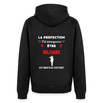 La perfection est ennuyeuse excitant! Militaire - Veste à capuche bio Premium Unisexe - noir - Dos - Nico (187cm)