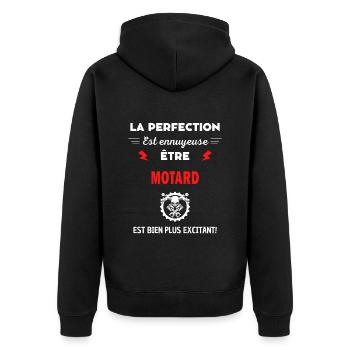 La perfection est ennuyeuse excitant! motard - Veste à capuche bio Premium Unisexe - noir - Dos - Nico (187cm)