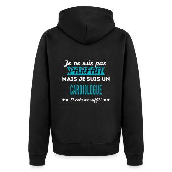 Je ne suis pas parfait CARDIOLOGUE - Veste à capuche bio Premium Unisexe - noir - Dos - Nico (187cm)